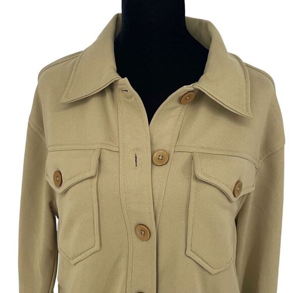BAGATELLE COLLECTION Heavy Knit Button Down Shacket XSmall Nwt Khaki Tan - Picture 2 of 10